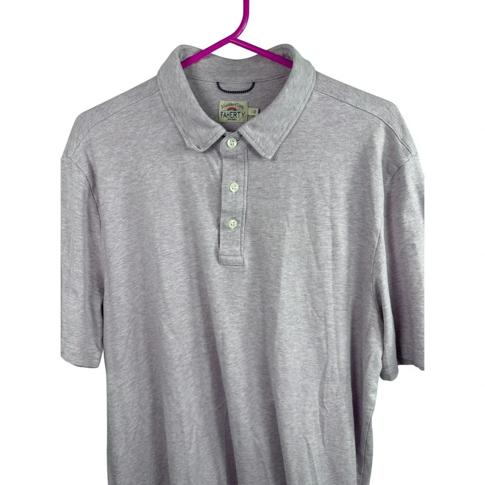 Faherty Polo Shirt Mens Large Lavender Heather Stretch Modal Blend Soft Knit - Picture 3 of 7